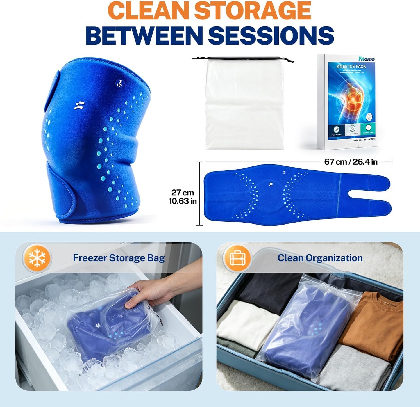 Knee Ice Pack Wrap, Long-Lasting Cold Compression for Knee Pain Relief | Thickened Gel, Stays Cold Longer, Soft After Freezing, Adjustable Fit, No Slip, Full Wrap cooling, Reusable Cold Hot Therapy