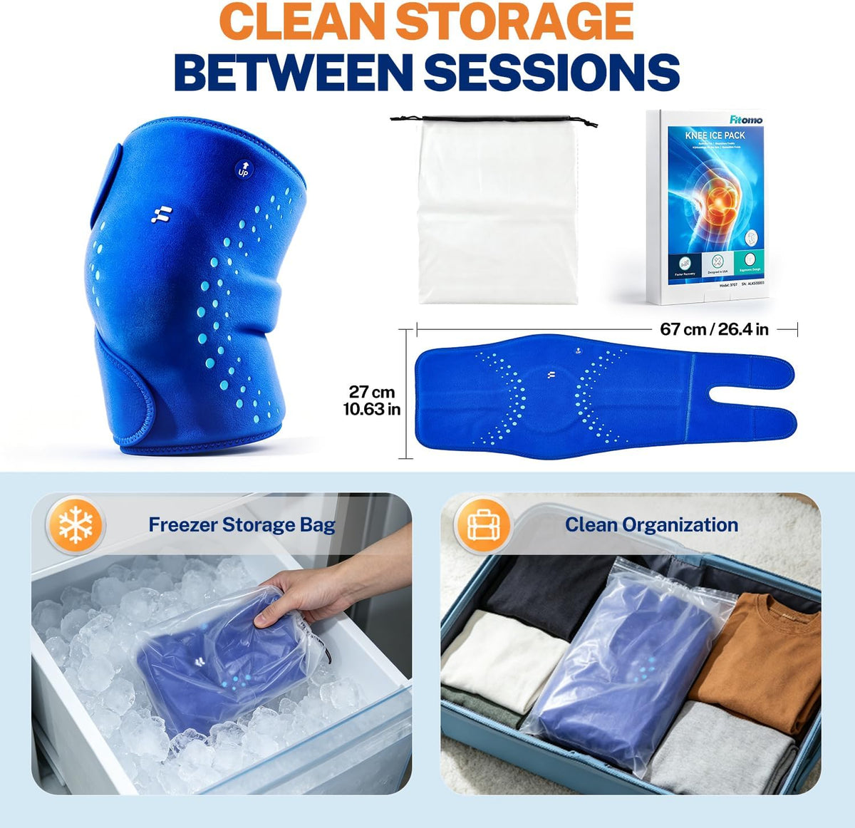 Knee Ice Pack Wrap, Long-Lasting Cold Compression for Knee Pain Relief