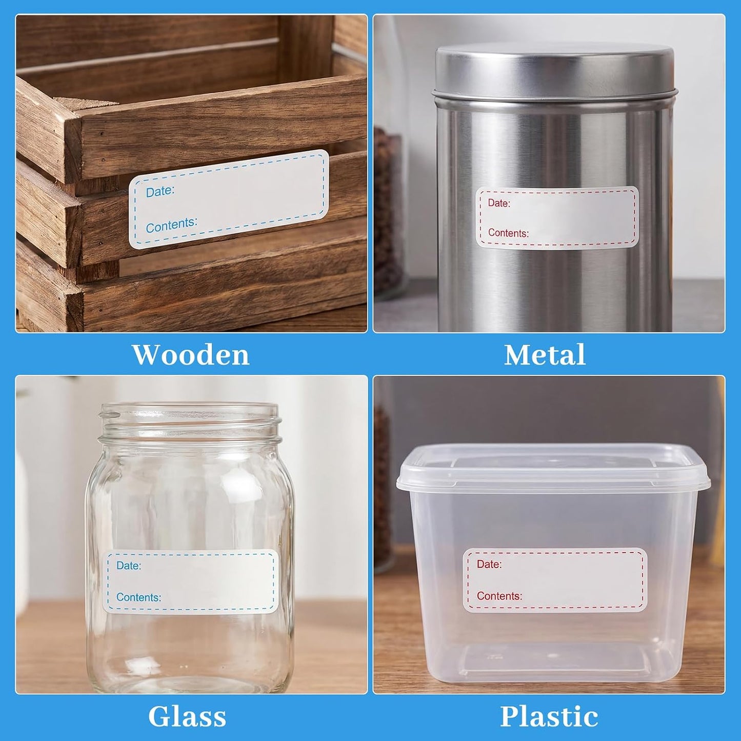 Thboxes 2 Rolls 600 Pieces Removable Freezer Labels, 1 x 3 Inch Food Labels Stickers for Refrigerator and Freezer Food Labeling, Dating Containers, Bags and Jars