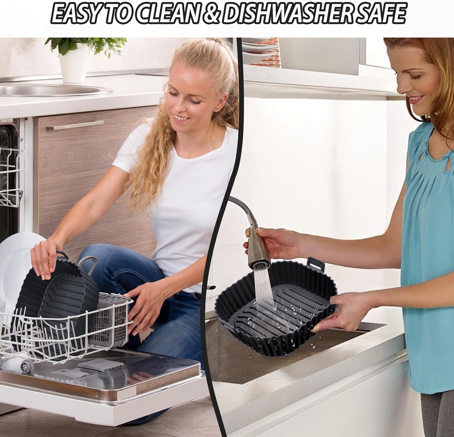 Silicone Air Fryer Liners Reusable 3 PCS, Airfryer Liners, Silicone Air Fryer Basket Liners Square, Food Grade AirFryer Accessories 4-7 QT, Ktchen Gadgets for Pot Oven Liner Baking Tray Pan