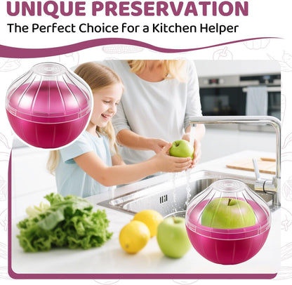 Reusable Onion & Tomato Storage Containers, Freshness Saver Keepers with Transparent Rotating Lid, Fridge Organizer for Fruit Vegetables, BPA-Free, Dishwasher Safe