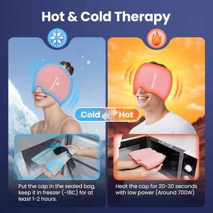 ONLYCARE Migraine Relief Cap, Headache Relief Cold Cap for Migraine Relief | Soothing Headache Ice Face Pack Mask, Cold Compress Head Wrap for Sinus, Tension, Stress, Hangover, Self Care Gifts for Women
