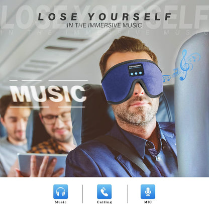 Sleep Headphones, Bluetooth 5.0 Wireless 3D Eye Mask, Lightimetunnel Washable Sleeping Headphones for Side Sleepers With Adjustable Ultra Thin Stereo Speakers Microphone Hands Free for Insomnia Travel
