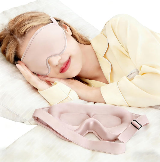 3D Sleep Mask for Side Sleepers, Memory Foam Eye Mask for Sleeping, 100% Blackout, Breathable & Lightweight, Adjustable Strap, No Pressure on Eyes, Soft Travel Sleep Mask for Men & Women Pink