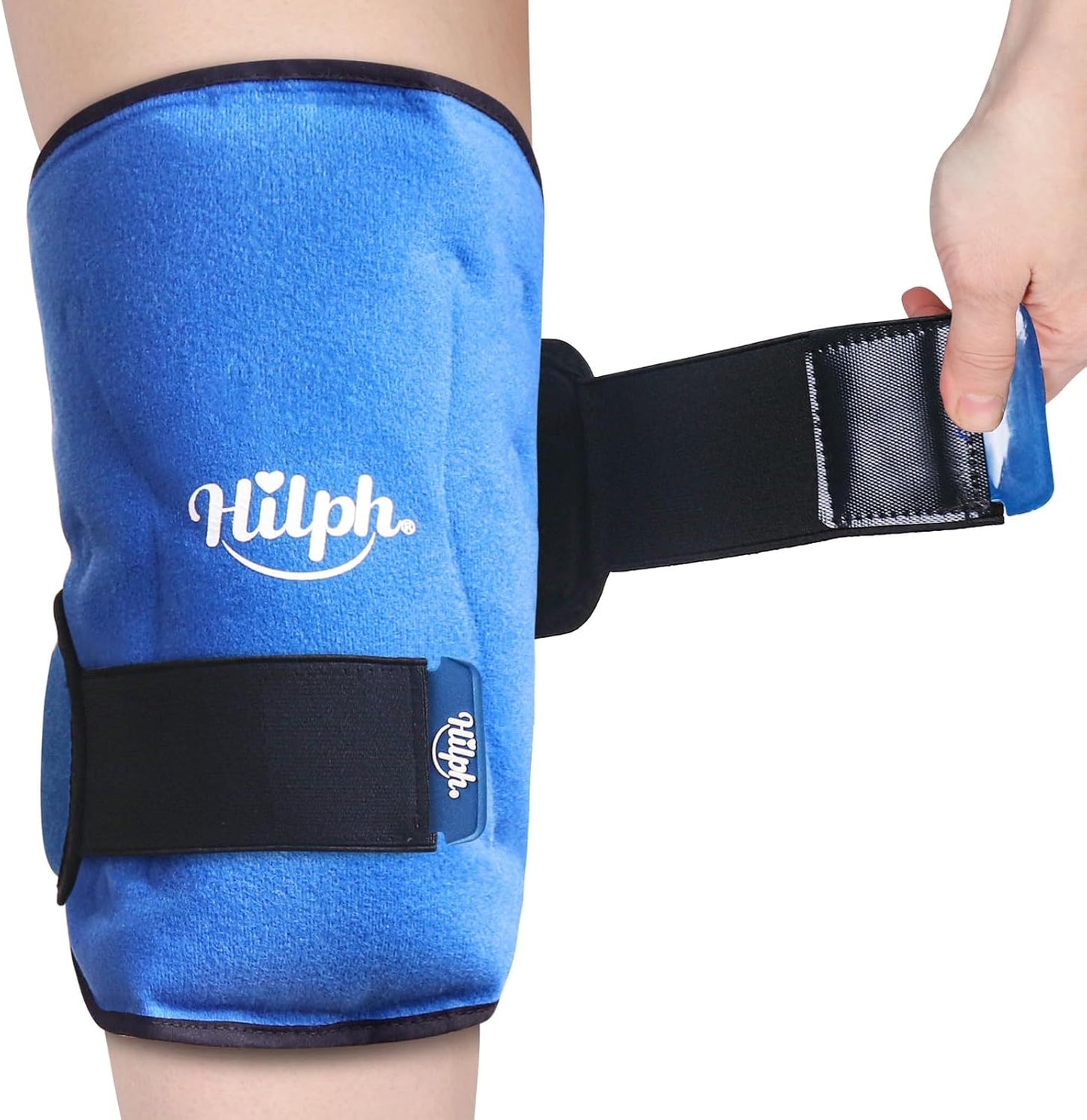 Hilph Ice Pack for Knee Pain Relief, Z-Shaped for Bendable & 360° Coverage | Easy Wear, Adjustable Cold & Compression Therapy Gel Ice Pack Wrap for Knee Replacement Surgery, Swelling, Meniscus Tear, ACL