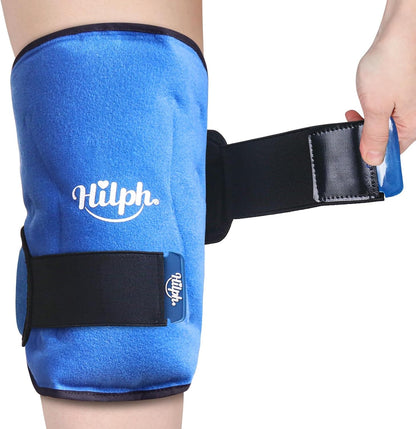 Hilph Ice Pack for Knee Pain Relief, Z-Shaped for Bendable & 360° Coverage | Easy Wear, Adjustable Cold & Compression Therapy Gel Ice Pack Wrap for Knee Replacement Surgery, Swelling, Meniscus Tear, ACL