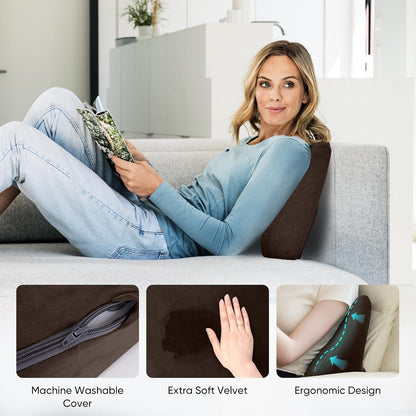 Lumbar Support Pillow for Recliner and Couch, Ergonomic Back Support Pillow | Dual-Layer Memory Foam, Soft Velvet Cover, Lower Back Pain Relief, Back Cushions for Recliner, Sofa & Gaming Chair