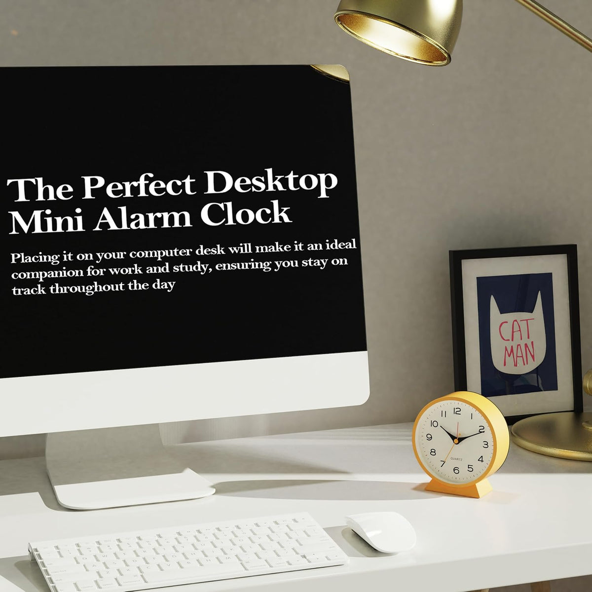 AYRELY® 4.5" Analog Alarm Clock, Small Retro Desk Clock and Table Clock
