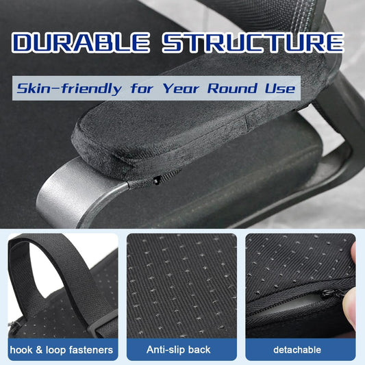 Thick Memory Foam Office Chair Armrest Pads,2PCS Ergonomic Armrest Covers for Elbow Support, Pressure Relief & Pain Relief - Universal Fit for Gaming Chairs, Computer Desk Chairs