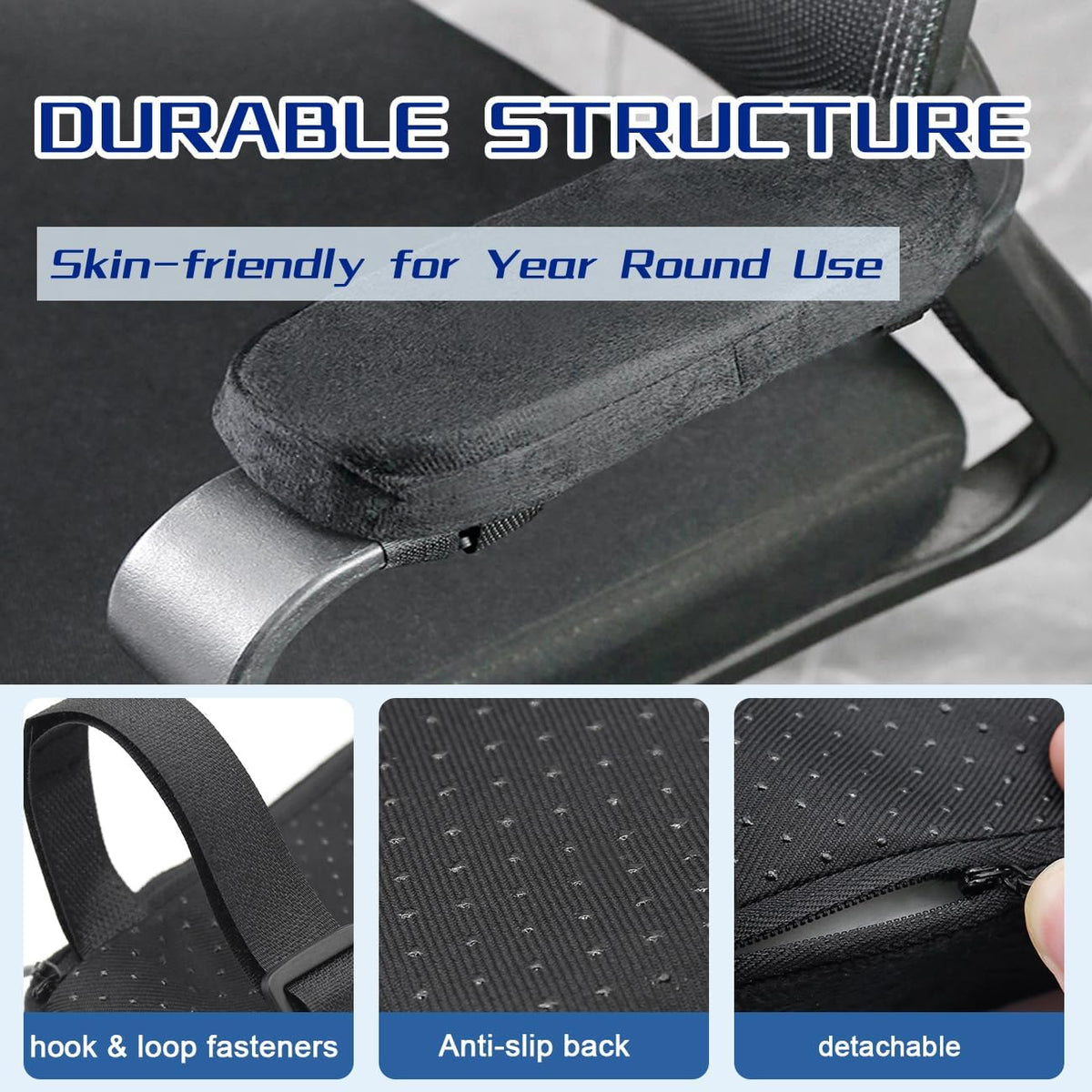 Thick Memory Foam Office Chair Armrest Pads,2PCS Ergonomic Armrest Covers for Elbow Support, Pressure Relief & Pain Relief - Universal Fit for Gaming Chairs, Computer Desk Chairs