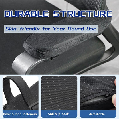 Thick Memory Foam Office Chair Armrest Pads,2PCS Ergonomic Armrest Covers for Elbow Support, Pressure Relief & Pain Relief - Universal Fit for Gaming Chairs, Computer Desk Chairs
