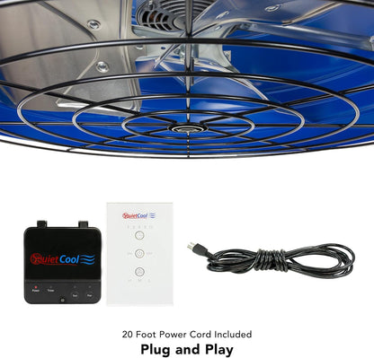Quietcool QC CL-2250 RF Classic Advanced Whole House Fan with Wireless Control - Up to 2465 CFM - Two Speed - Covers up to 1,233 SQFT - 10 Year Warranty - Removable Grille
