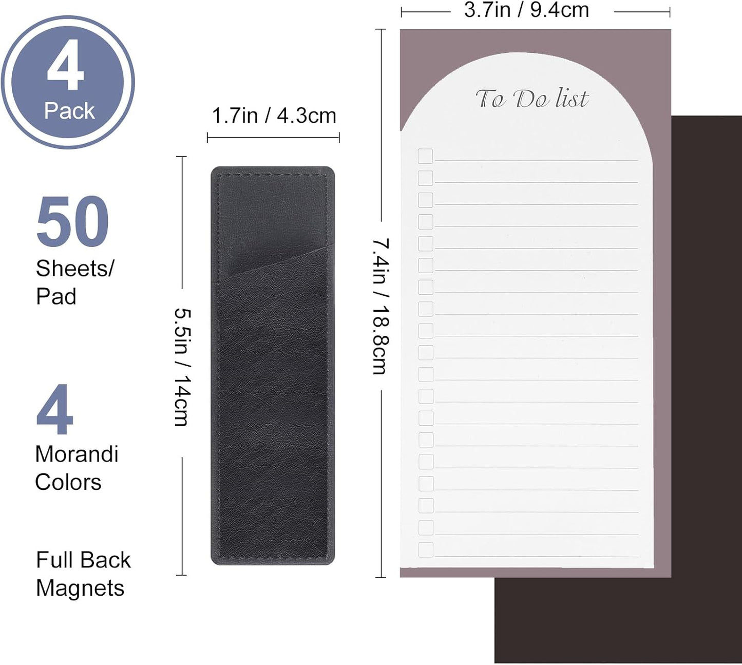 Thboxes 4 Pack Magnetic Note Pad for Fridge with Pen Holder, Totally 200 Sheets Grocery List Magnet Pad for Refrigerator Magnetic Shopping List Pad（Fruit Design） | Full-Back Magnet, 80Gsm FSC-certified Paper, School Office Home Supplies Grocery List
