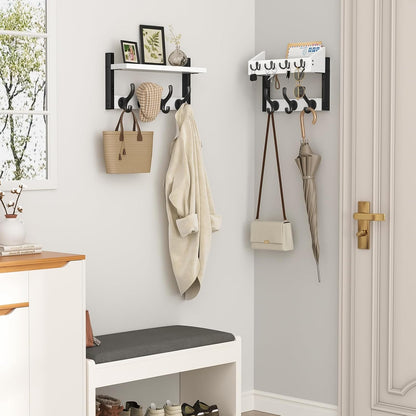Evermagin 29" Coat Rack Wall Mount with Shelf for Entryway, Rustic Brown | Wall Mounted Coat and Key Rack with Hooks, Key Holder with Mail Organizer for Wall, Living Room, Mudroom, Bedroom