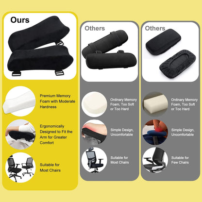 Upgraded Office Chair Arm Pads with Cooling Gel, Ergonomic Memory Foam Armrest Pads for Office Chair Gaming Chair Arm Rest Covers for Desk Chair Armrest Cushions (Set of 2)