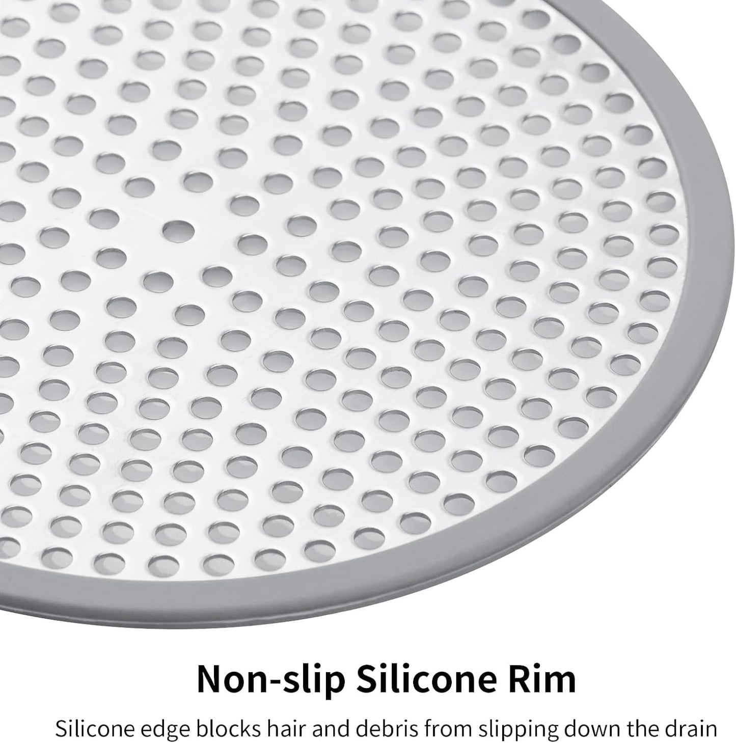 Ohtomber 2PCS 4.72" Stainless Steel Shower Drain Hair Catcher, Silicone Rim | Fine Mesh Hair Trap, Anti-Clog, Silicone Rim, Rust Proof, Fits Shower Bathtub Sink Floor Drains, Easy Disassembly & Cleaning