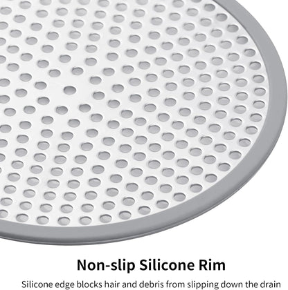 Ohtomber 2PCS 4.72" Stainless Steel Shower Drain Hair Catcher, Silicone Rim | Fine Mesh Hair Trap, Anti-Clog, Silicone Rim, Rust Proof, Fits Shower Bathtub Sink Floor Drains, Easy Disassembly & Cleaning