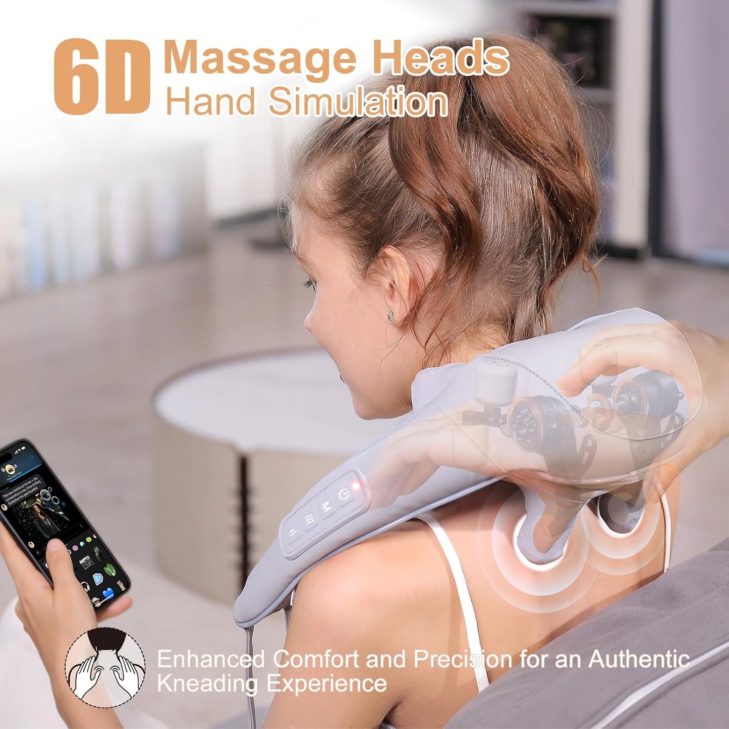Shiatsu Back and Neck Massager, Cordless Shoulder Massager with Heat, Electric Deep Tissue 3D Kneading Massage Pillow for Shoulder, Leg, Body Muscle Pain Relief, Gifts for Men Women