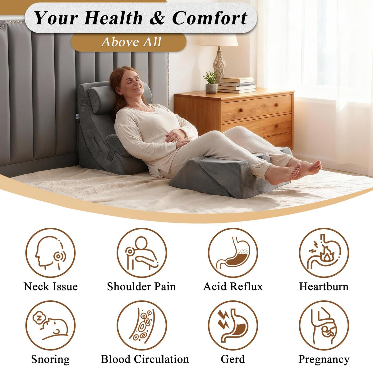 Axelrod Orthopedic Bed Wedge Pillow Set, Post Surgery Foam for Back, Neck and Leg Pain Relief Comfortable & Adjustable Ortho Pillows- Anti Snoring, Heartburn, Acid Reflux & GERD Sleeping Navy