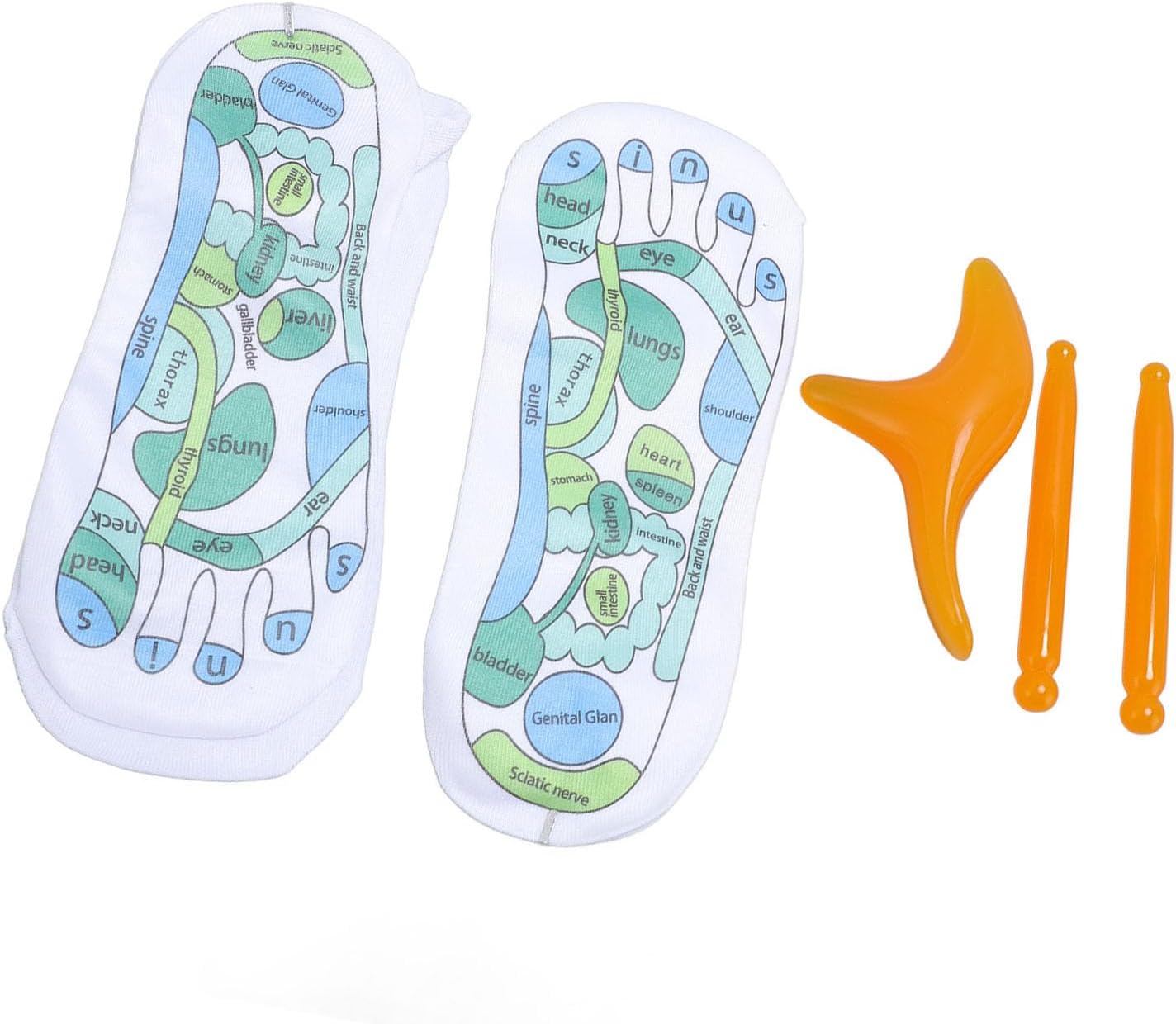 2 Pairs Socks,High Elastic Cotton Soft Anti Slip Trigger Point Tool Set Unisex Design Breathable Comfort Fitness Recovery Massage Sticks Foot Care Bundle Home Travel