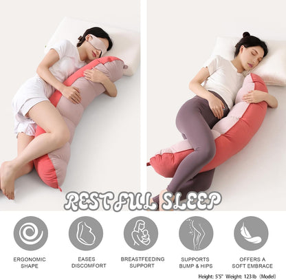 Peallow(Pat. Pend) – Long Round Body Pillow for Adults, Bolster Pillow for Sleeping, Soft and Supportive Pillow for Sleeping & Lumbar Support (Green-White, 29.5")