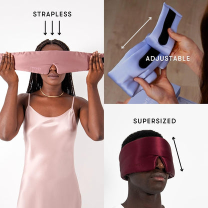 DROWSY Silk Sleep Mask - Face-Hugging, Padded Cocoon for Luxury Sleep in Total Darkness - 100% Pure Mulberry Silk, Skin-Hydrating & Adjustable (Midnight Blue)