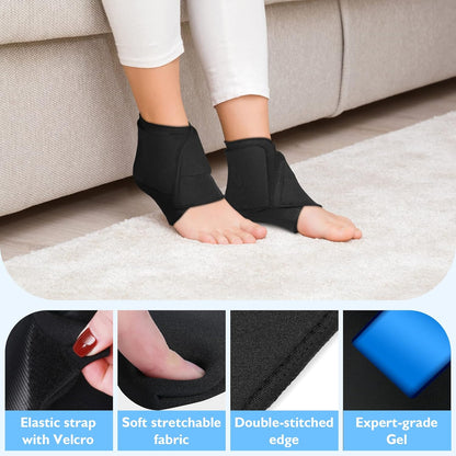 Heel Plantar Fasciitis ice Pack with 2-Layer Cooling Gel for 30-Min Cold Therapy, Ankle Foot Reusable Ice Pack Wrap for Achilles Tendonitis, Sprained Ankles, Swelling, Foot Pain Relief(1, PRO)