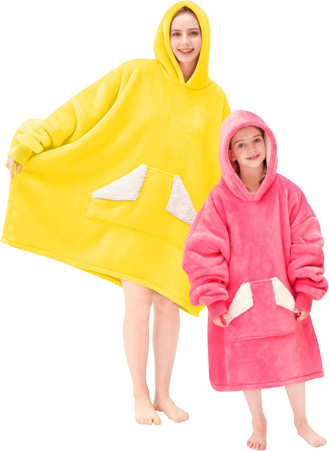 Wearable Blanket Hoodie, Oversized Sherpa Fleece Sweatshirt Blanket with Giant Hood Pocket and Sleeves for Adult, Warm & Cozy Grey Blanket Gifts for Women