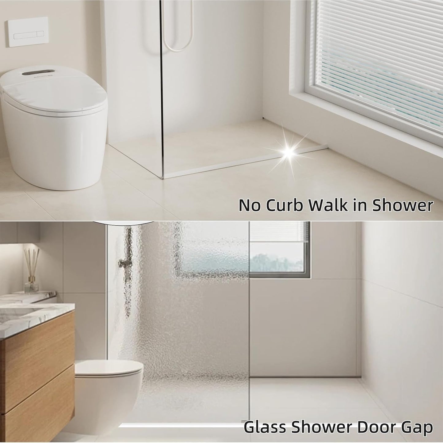 78 inch Shower Threshold Water Dam Barrier Water Stopper, Glass Shower Door Bottom Seal Strip, Silicone Rubber Kitchen Sink Splash Guard for Countertop, Bathtub, Bathroom（White）