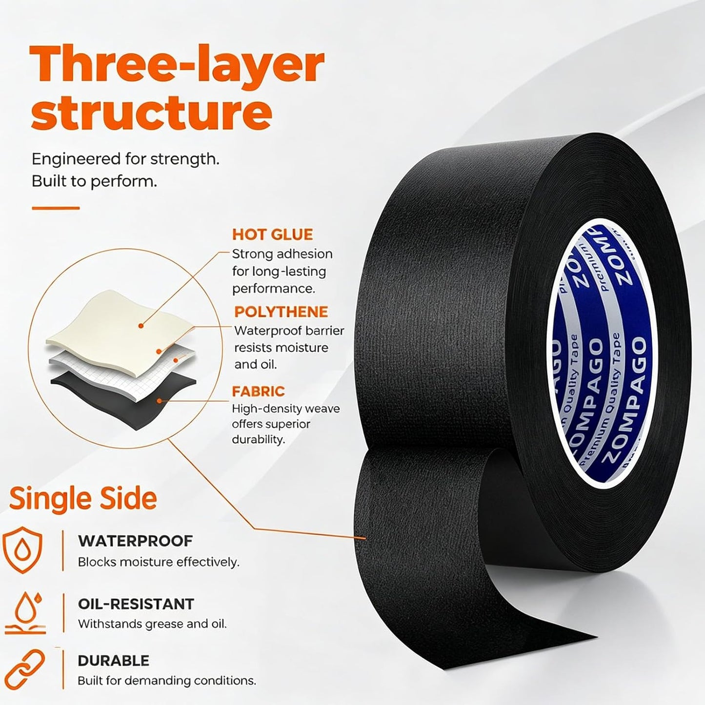 ZOMPAGO White Window Weather Sealing Tape 2.4in x 33FT, Cloth Draft Stopper for Sliding Door & Gap Filler, Strong Adhesive Window Seal Tape Air Conditioner Door Weather Stripping Insulation