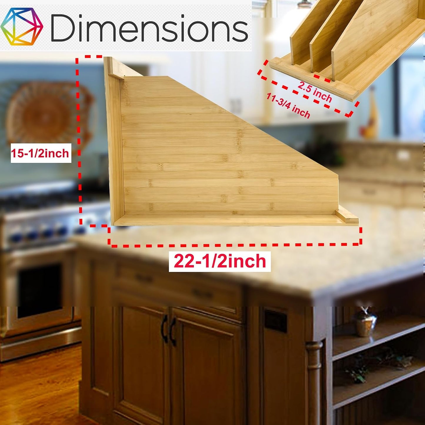 6 Tier Wood Cabinet Vertical Tray Dividers, 16.73in x14.13in x12.4in | Wooden Organizer For Sheets, for Cookie Sheet, Baking Trays, Cutting Board, Pans, for Organizing Cabinets, 5Y Warranty