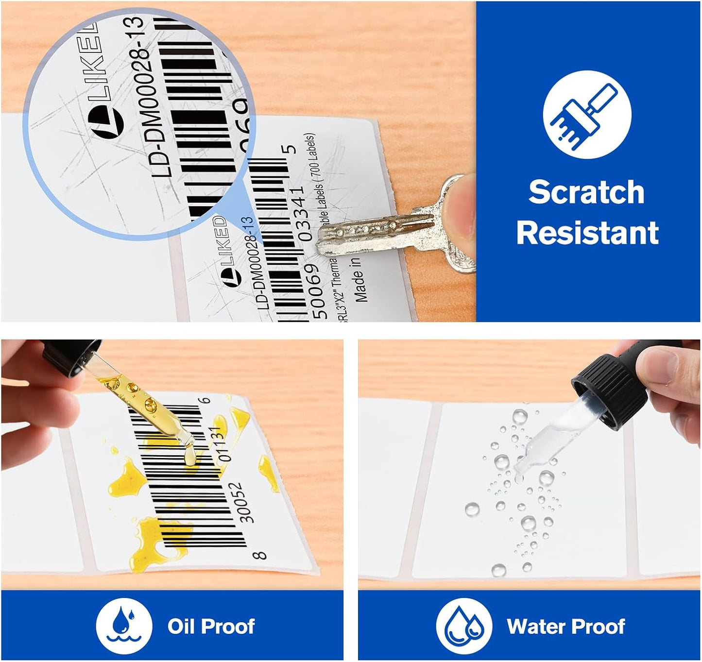 L LIKED 2" x 1" Thermal Labels, Blank Removable Labels with No Residue, Water and Oil Resistant, Use for Both Home and Office (1 Roll, 1300 Labels)