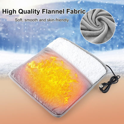 USB Heated Foot Warmer Electric Feet Heating Pad Fleece Lined Feet Warmer with Constant Temperature Non-Slip Washable Thermal Foot Heated Mat for Bed Under Desk Office Home Travel