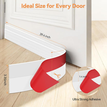 Ohuhu Door Draft Stopper, 1" Wide Adhesive Weather Stripping Seal, 39" | self-adhesive silicone, for interior exterior doors, 3-layer soundproof, save energy, blocks drafts, noise, light, dust, bugs