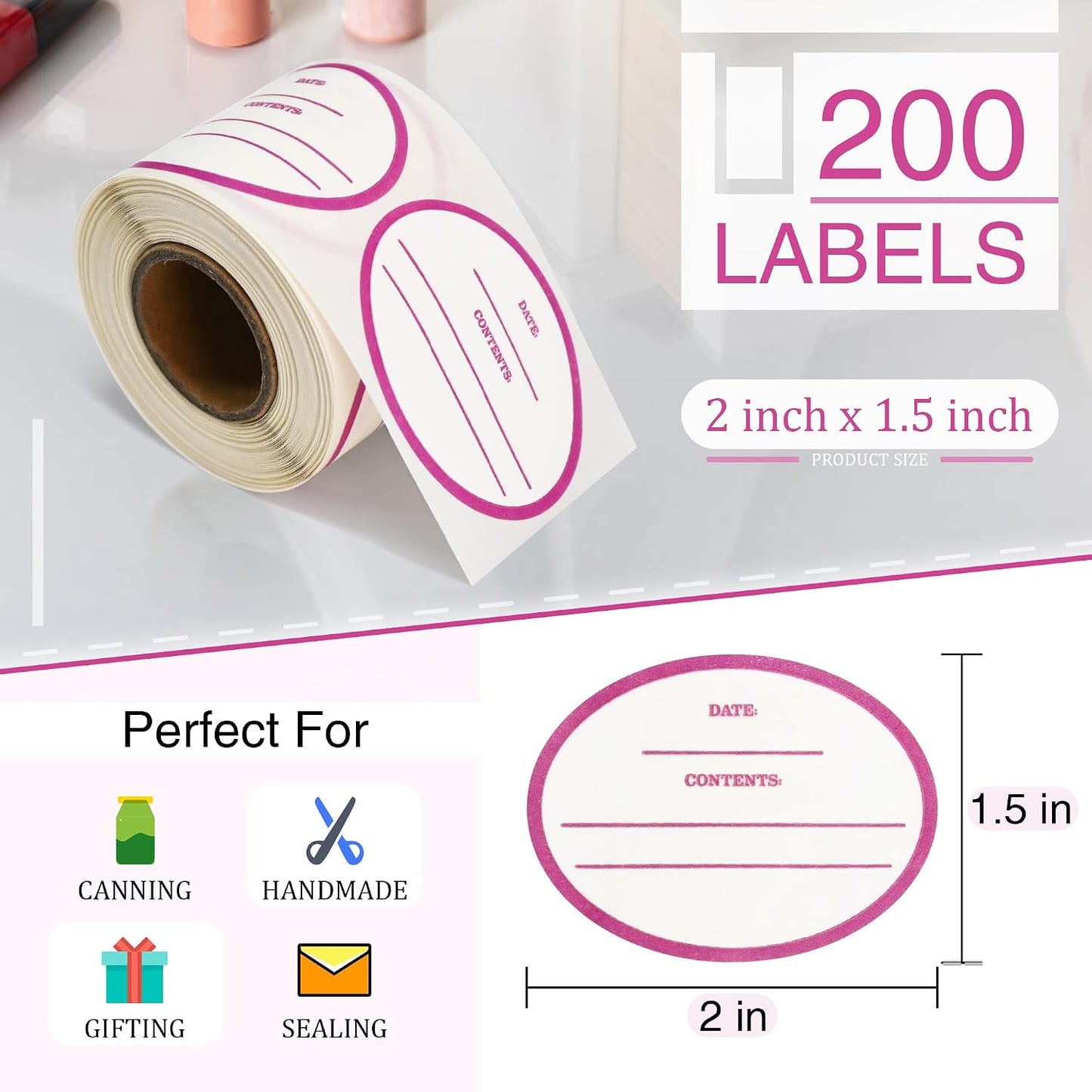 L LIKED 120 Stickers Dissolvable Food Labels for Containers 1 1/2" x 2 1/2" Canning Labels for Jars (Roll of 120) (1 Rolls)