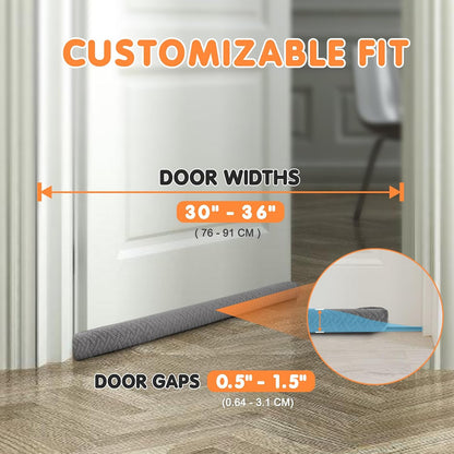 Premium Velvet Under Door Draft Stopper, Door Draft Stoppers for Bottom of Door with Double-Sided Windproof Seal, 30'' to 36'' Adjustable Gap Filler to Blocks Cold Air Light Dust Noise Drafts