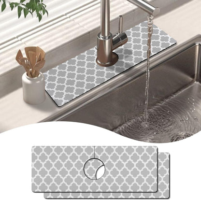 Kitchen Sink Splash Guard Faucet Mat 24" X 5.5" Tropical Leavesl Absorbent Fast Drying Mat Faucet Draining Mat Sink Splash Guard Behind Faucet Drip Catcher for Kitchen Bathroom
