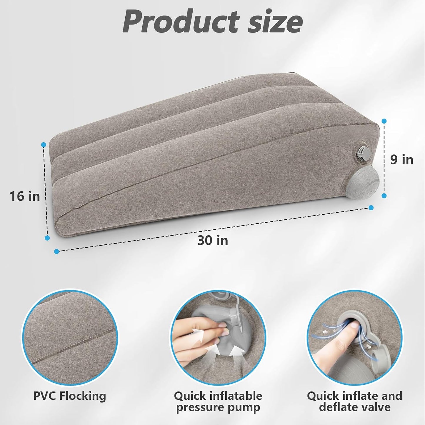 Inflatable Leg Elevation Pillow for Post-Surgery Recovery Adjustable Height | Travel-Friendly, Wedge Pillows for Swelling Relief, Easy Pump Valve, Single Leg/Knee/Ankle/Back