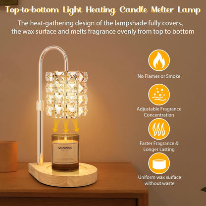 Candle Warmer Lamp with Timer, Electric Candle Warmer for Jar Candles, House Warming Gifts, Modern Home Decor Dimmable Wax Melting Lamp with Large Head, Black, Glass
