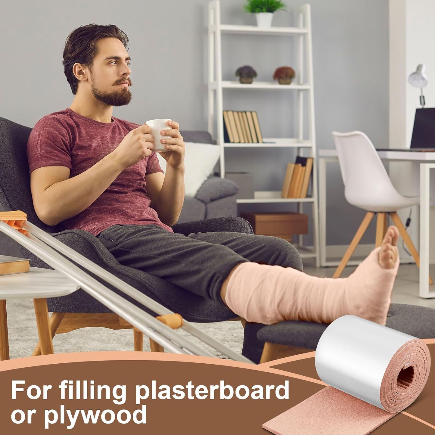 Jecery Adhesive Felt Roll, 1/4" X 6" X 1.25 Yard, Beige | Self-adhesive Padding for Foot Support, Pressure Relief, Furniture Protection, Splint Lining Cushion