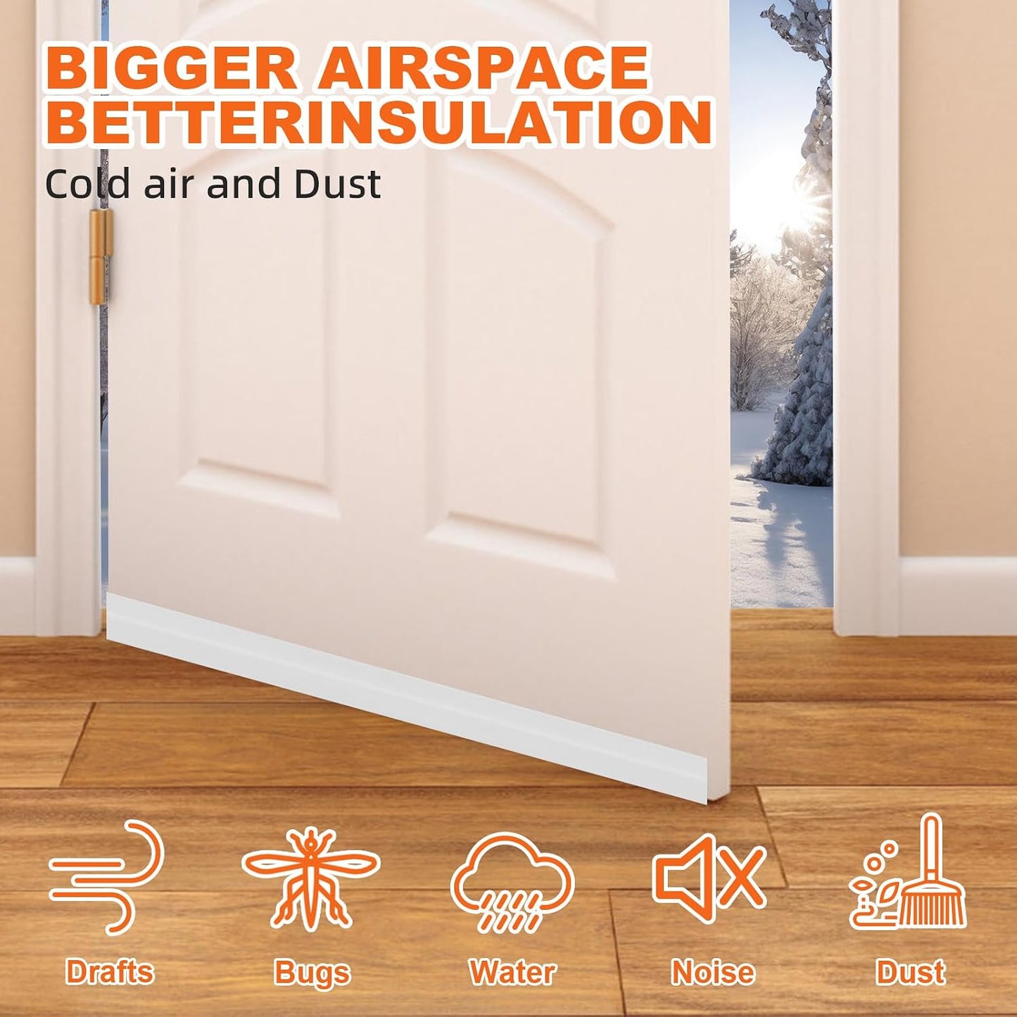 Door Draft Stopper, Door Sweep for Bottom of Door, Weather Stripping Door Seal Gap Filler Bottom Blocker Soundproofing Cold Air Insulation Save Energy Install Quickly Easily (Black, 39‘’)