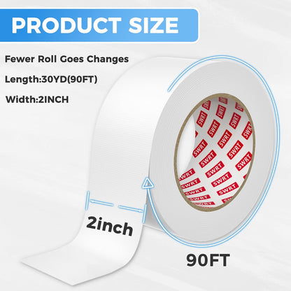 SWRT White Window Weather Sealing Tape 2 in x 90 FT, AC Seal, Residue Free | Blocks hot air, dust, and insects for summer insulation, ideal for doors, windows, and air conditioners