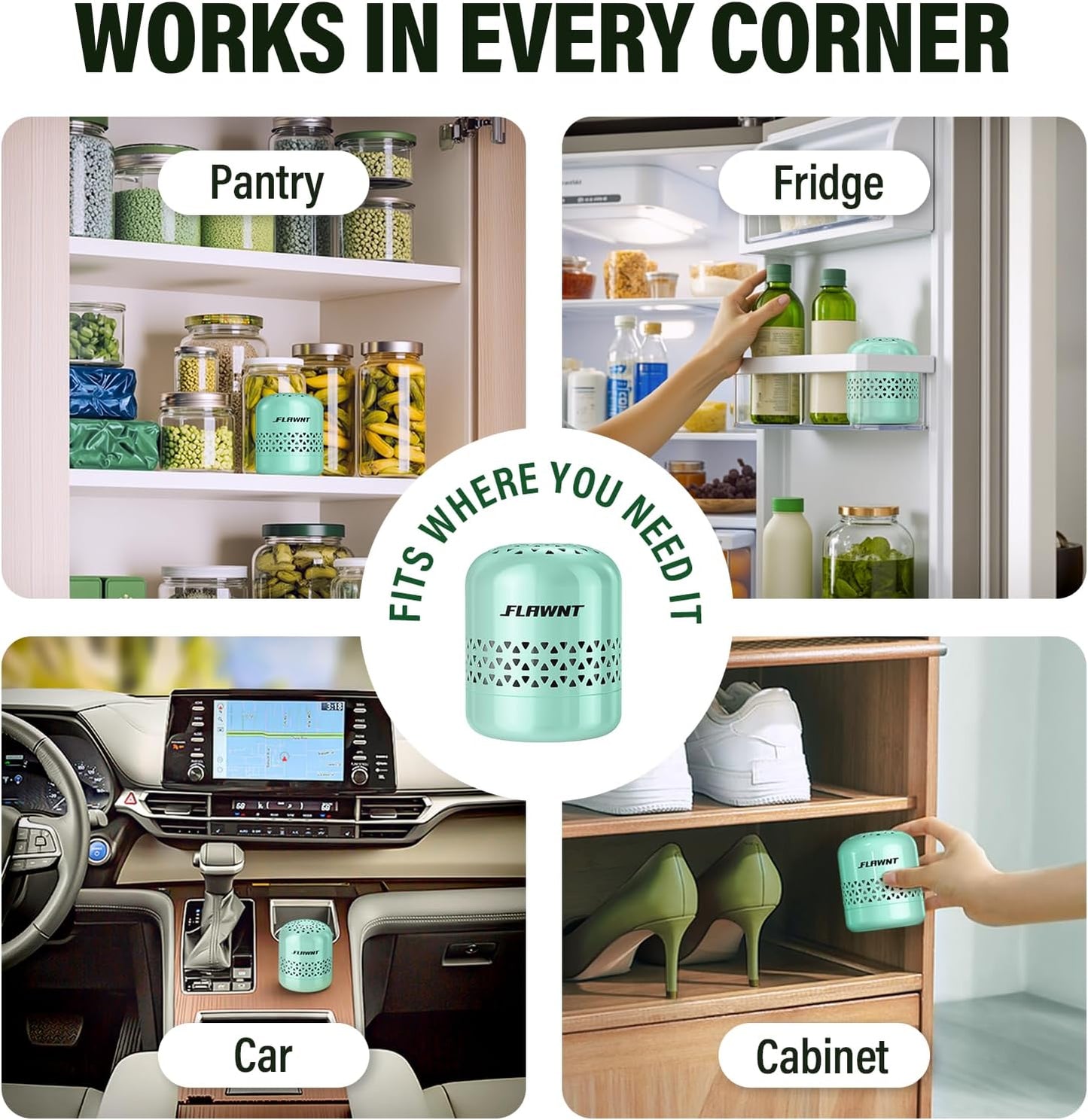 Fridge Deodorizer, Lasts Up to 10 Years, Stainless Steel, Gray | Unbox and place in fridge; refrigerator deodorizer, fridge odor eliminator, no refills, baking soda fridge alternative