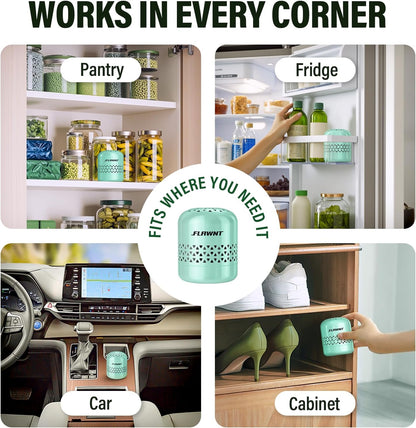 Fridge Deodorizer, Lasts Up to 10 Years, Stainless Steel, Gray | Unbox and place in fridge; refrigerator deodorizer, fridge odor eliminator, no refills, baking soda fridge alternative