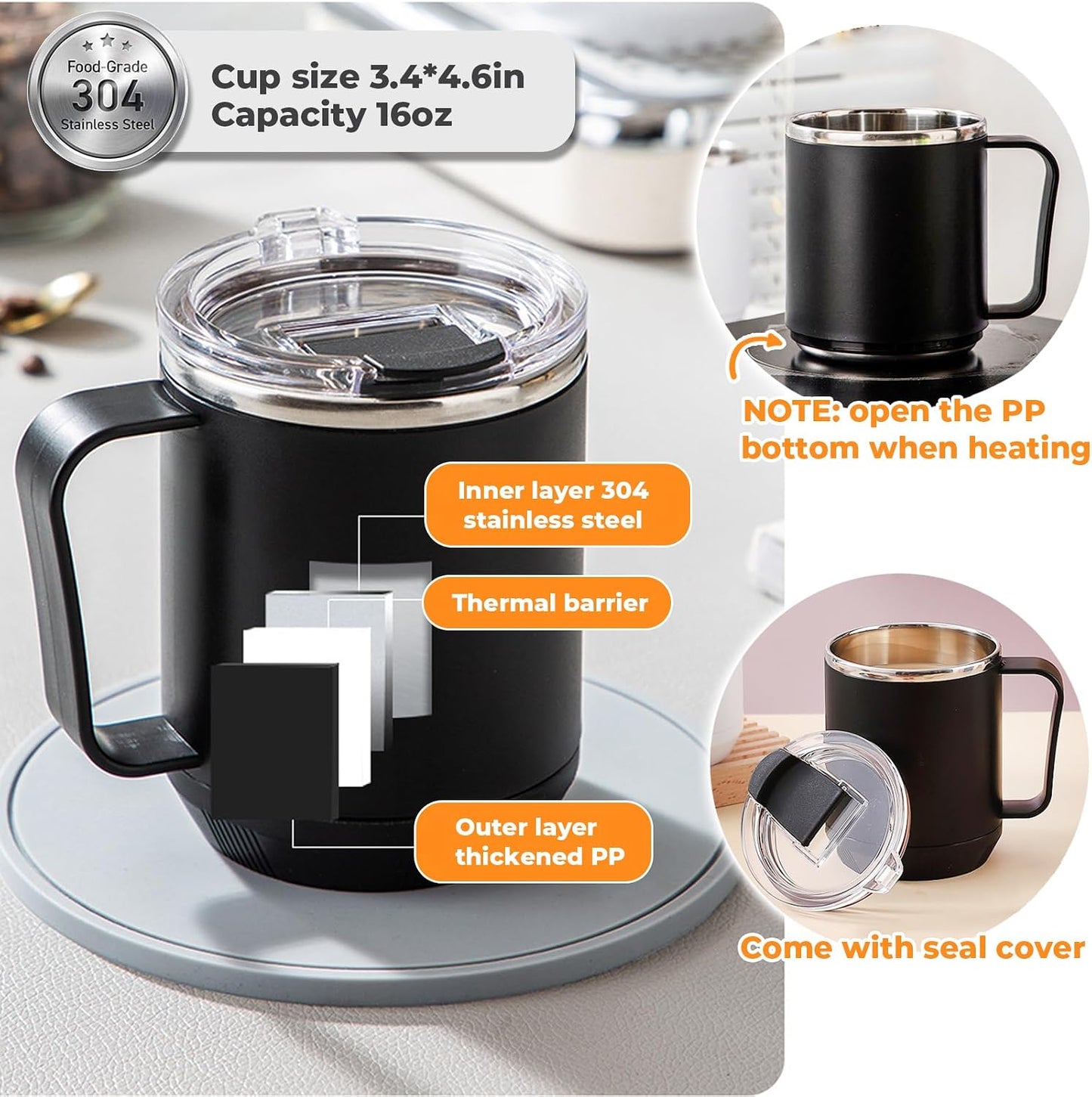 Coffee Mug Warmer, 9 Temp, 1-12H Timer Smart Electric, Auto Shut Off | Candle Warmer, Cup Warmer for Desk, Candle Warmer Plate Candle Melter, Heated Coffee Mug, Charging Coaster
