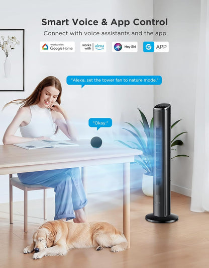 GoveeLife 36 in. Black Tower Fan for Bedroom, 5 Modes 8 Speeds up to 25ft/s