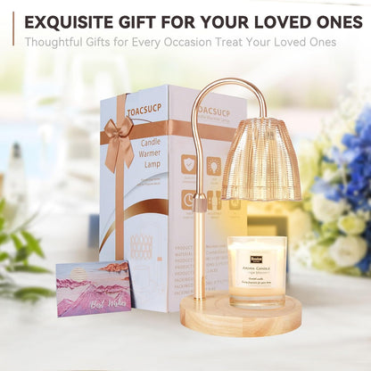 Candle Warmer Lamp with 3 Bulbs, Adjustable Height Dimmable Candle Warmer with Timer, Candle Lamp with Charming Gift Box Ribbon,Birthday Gifts for Women Mom, House Warming Gifts New Home Decor
