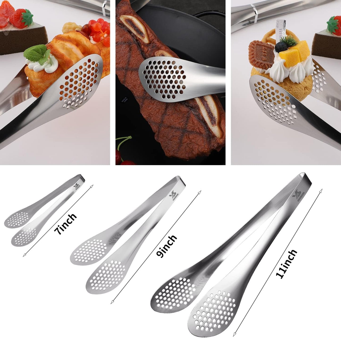 MSY BIGSUNNY 9 inch Buffet Tongs, Set of 2 Stainless Steel Food Serving Tongs
