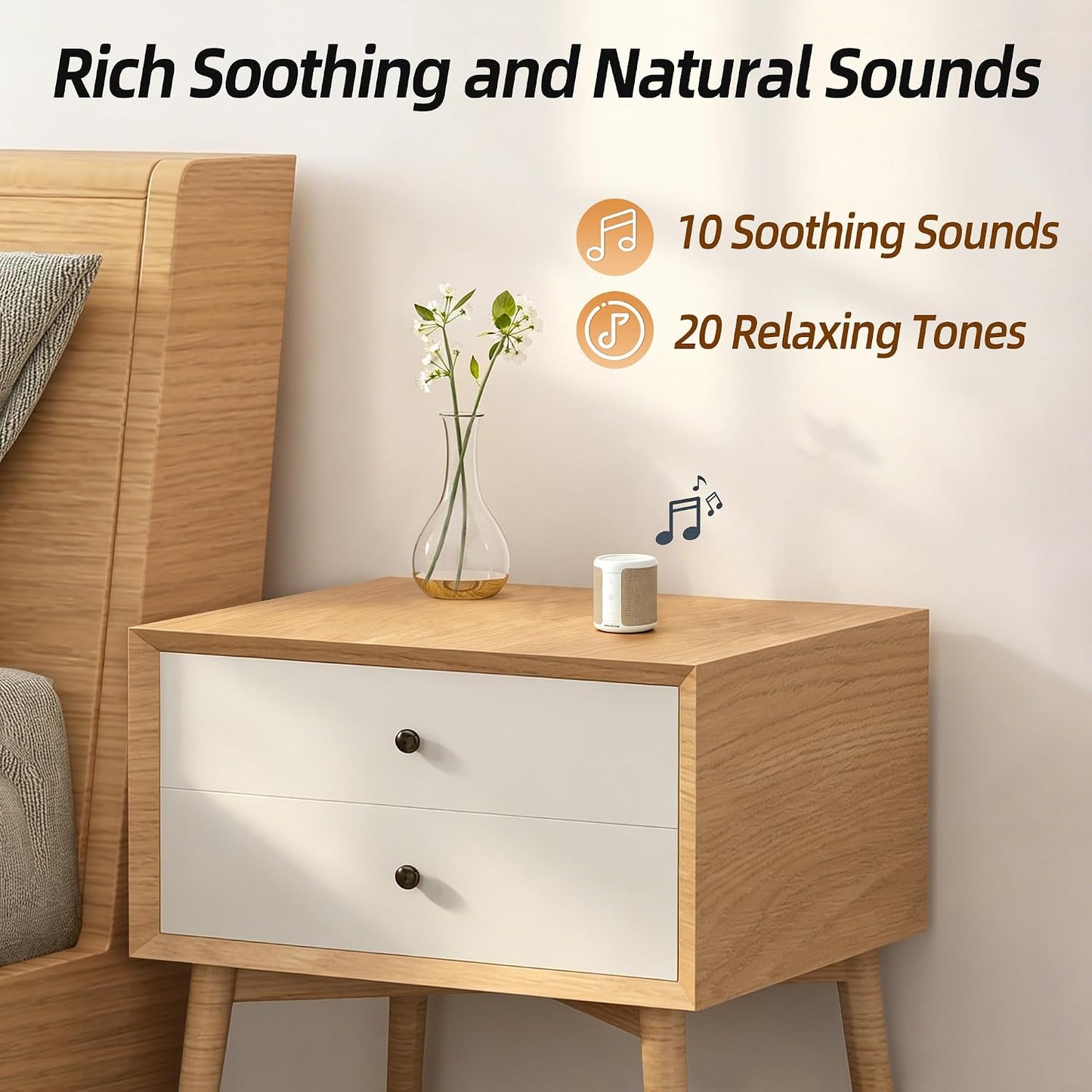 Portable Sound Machine - Mini White Noise Machine with 30 Soothing Sounds, 32 Volume Levels, 4 Timers | Pocket-Sized Travel Noise Machine for Baby, Adults, Sleeping, Office Privacy & Nursery