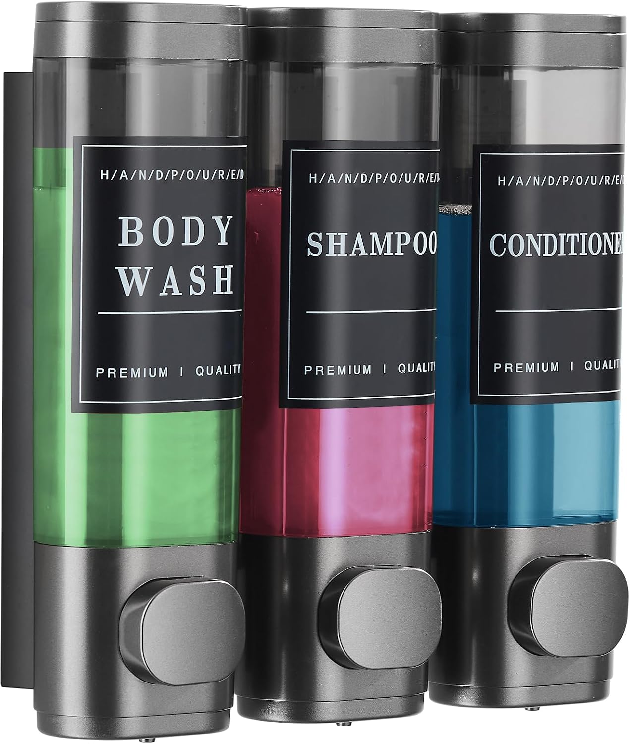 Shampoo and Conditioner Dispenser,Shower Soap Dispenser 3 Chamber No Drill Wall-Mounted Shampoo Dispenser for Shower Wall Mounted Shower Dispenser for Bathroom Hotel Large Capacity,Black